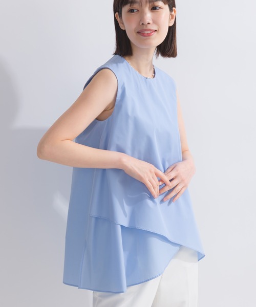 PICCIN（ピッチン）の「ノースリーブフレアブラウス（シャツ/ブラウス・レディース・ブラック/オフホワイト/サックスブルー・M）」の3枚目の写真