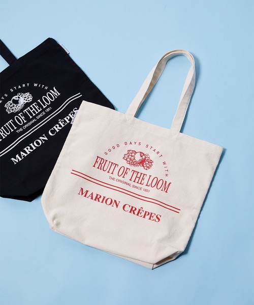 FRUIT OF THE LOOM(フルーツオブザルーム)の「【MARION CREPES × FRUIT OF THE LOOM】マリオンクレープ × フルーツオブザルーム TOTE BAG B(トートバッグ・レディース・ブラック/オフホワイト・FREE)」の2枚目の写真