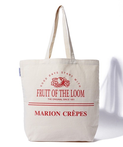 FRUIT OF THE LOOM(フルーツオブザルーム)の「【MARION CREPES × FRUIT OF THE LOOM】マリオンクレープ × フルーツオブザルーム TOTE BAG B(トートバッグ・レディース・ブラック/オフホワイト・FREE)」の4枚目の写真