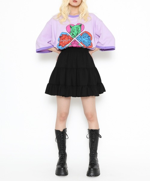 PUNYUS(プニュズ)の「恋愛しようぜ若者ビッグリンガーTシャツ(Tシャツ/カットソー・レディース・ホワイト/グリーン/ブルー/パープル・3/4)」の15枚目の写真