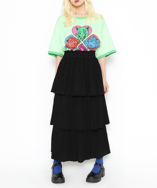 PUNYUS(プニュズ)の「恋愛しようぜ若者ビッグリンガーTシャツ(Tシャツ/カットソー・レディース・ホワイト/グリーン/ブルー/パープル・3/4)」の8枚目の写真