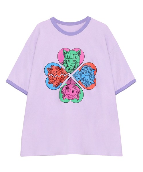 PUNYUS(プニュズ)の「恋愛しようぜ若者ビッグリンガーTシャツ(Tシャツ/カットソー・レディース・ホワイト/グリーン/ブルー/パープル・3/4)」の20枚目の写真