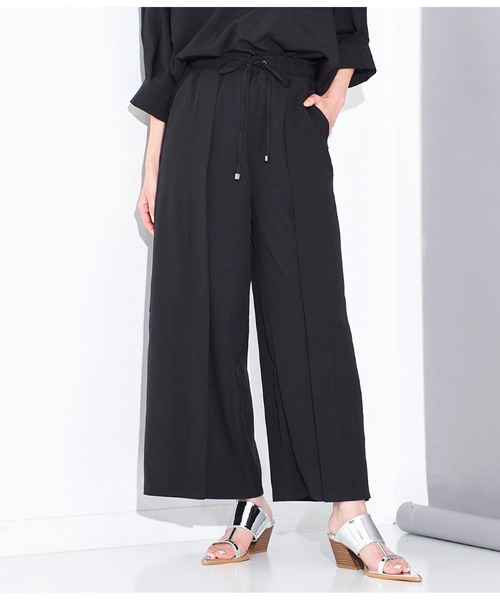 【セール】リネンタッチリブ切替ワイドパンツ（その他パンツ）｜Settimissimo（セッティミッシモ）
