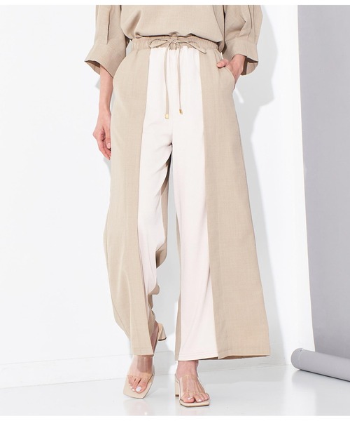 Settimissimo（セッティミッシモ）の「リネンタッチリブ切替ワイドパンツ（その他パンツ・レディース・ブラック/ベージュ・FREE）」の9枚目の写真