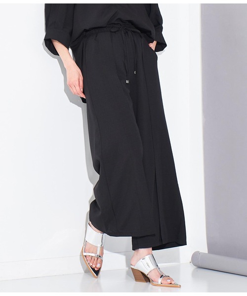 Settimissimo（セッティミッシモ）の「リネンタッチリブ切替ワイドパンツ（その他パンツ・レディース・ブラック/ベージュ・FREE）」の5枚目の写真