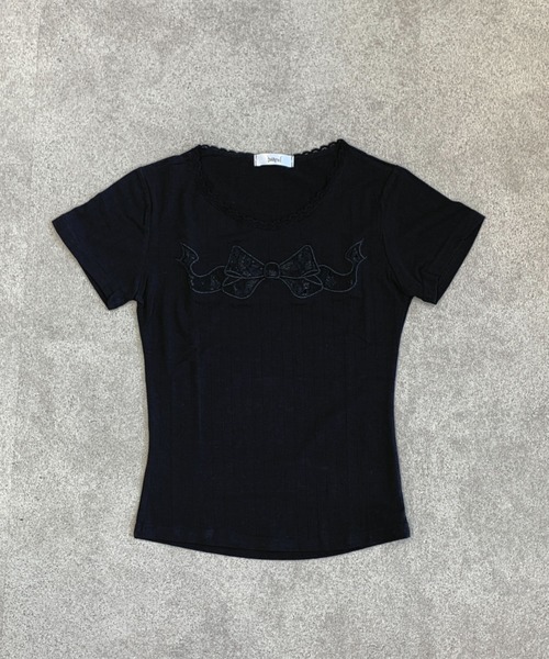 JILTU ribbon tee ジルチュリボンTシャツ ブラック ジルバイジルスチュアート JILL by JILLSTUART ビッグリボンロゴ
