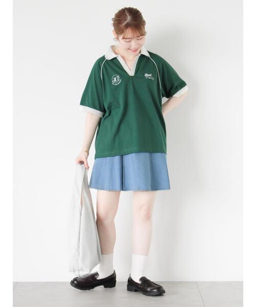 ehka sopo(エヘカソポ)の「ゲームシャツ(Tシャツ/カットソー・レディース・グリーン/オフホワイト/サックスブルー/ネイビー・F)」の18枚目の写真