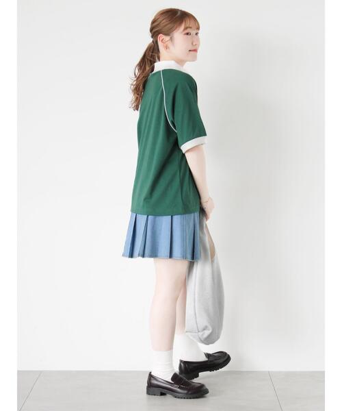 ehka sopo(エヘカソポ)の「ゲームシャツ(Tシャツ/カットソー・レディース・グリーン/オフホワイト/サックスブルー/ネイビー・F)」の19枚目の写真