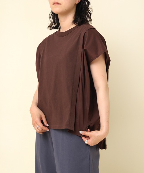 RNA-N(アールエヌエーエヌ)の「M2272 フレンチスリーブデザインプルオーバー(Tシャツ/カットソー・レディース・オフホワイト/ダークブラウン/ブラック・MEDIUM)」の3枚目の写真