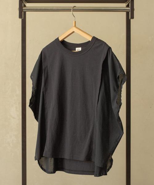 RNA-N(アールエヌエーエヌ)の「M2272 フレンチスリーブデザインプルオーバー(Tシャツ/カットソー・レディース・オフホワイト/ダークブラウン/ブラック・MEDIUM)」の1枚目の写真