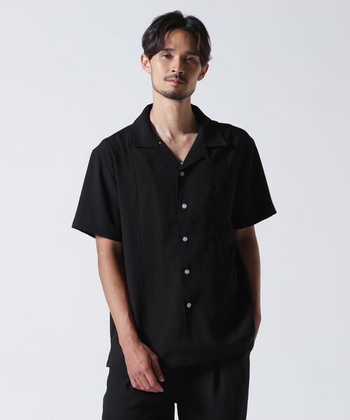 BEAVER(ビーバー)の「BAEXFATE/べクスフェイト アイスクールサテン開襟半袖シャツ(シャツ/ブラウス・メンズ・その他24/ホワイト/ブラック・L/M)」の2枚目の写真