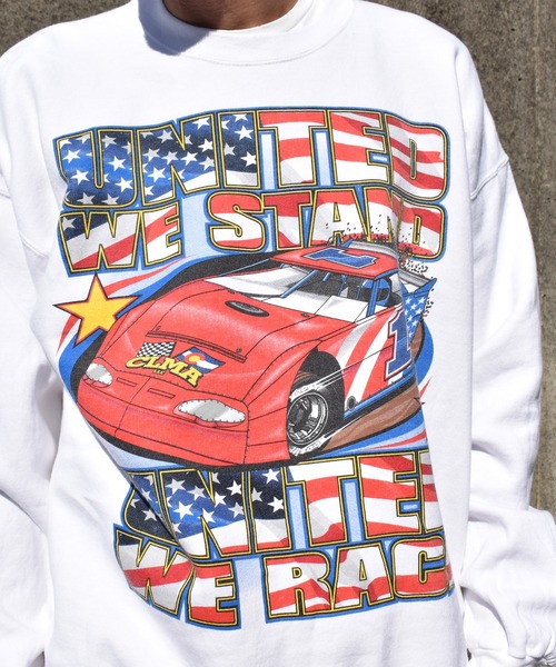 VINTAGE(ヴィンテージ)の「【ヴィンテージ古着】UNITED WE STAND UNITED WE RACE/ レース プリント スウェット(スウェット・メンズ・ホワイト・LARGE)」の12枚目の写真