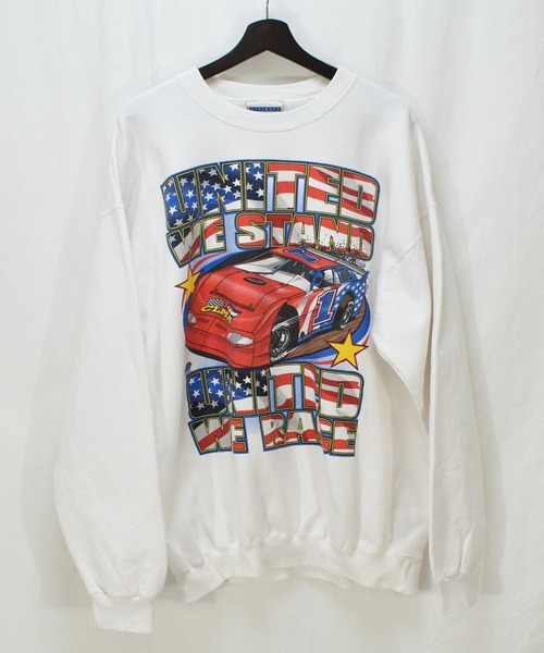 VINTAGE(ヴィンテージ)の「【ヴィンテージ古着】UNITED WE STAND UNITED WE RACE/ レース プリント スウェット(スウェット・メンズ・ホワイト・LARGE)」の11枚目の写真