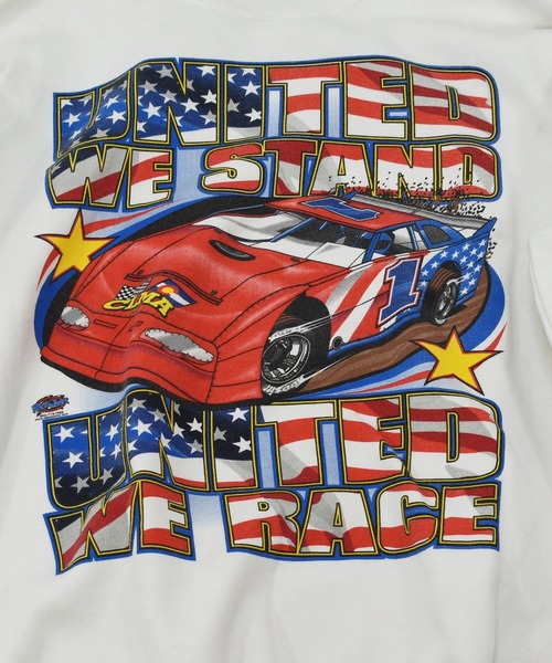 VINTAGE(ヴィンテージ)の「【ヴィンテージ古着】UNITED WE STAND UNITED WE RACE/ レース プリント スウェット(スウェット・メンズ・ホワイト・LARGE)」の9枚目の写真