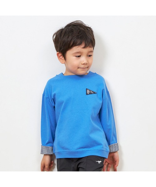 ボートネック袖折り返し長袖Tシャツ(100～160)（Tシャツ/カットソー）｜KP BOY（ケーピーボーイ）