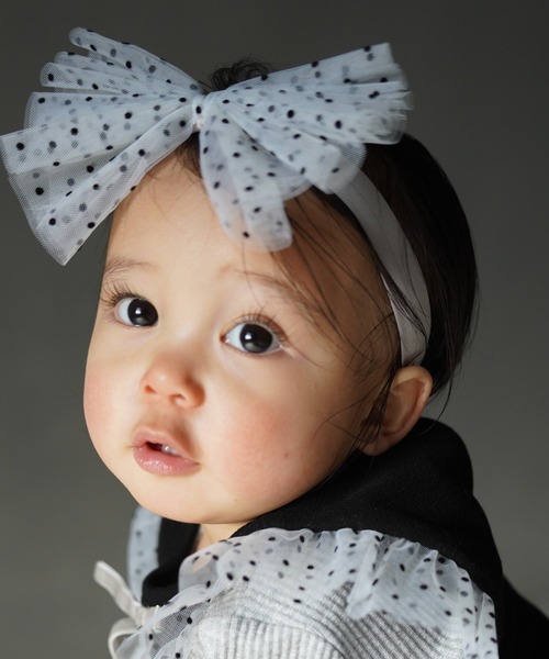 MAKE YOUR DAY（メイクユアデイ）の「ドットチュールベビーヘアバンド（その他ベビー用品・キッズ・ピンク/ブラック/アイボリー・FREE）」の5枚目の写真