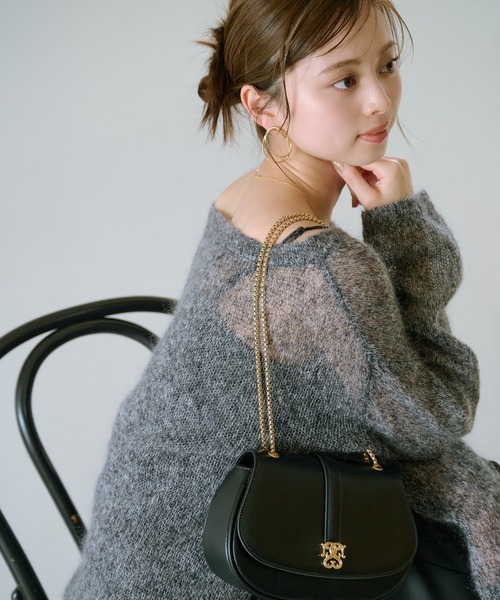 スナイデル ラウンドメタルショルダーバッグ ベージュ SNIDEL メタル