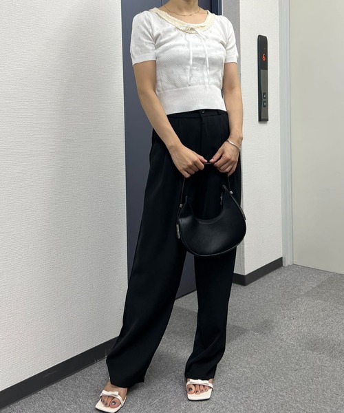 mebole(メボレ)の「ネックレースニット(ニット/セーター・レディース・ホワイト/ブラック・FREE)」の11枚目の写真