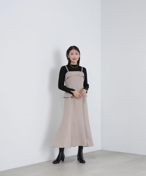 NATURAL BEAUTY BASIC（ナチュラルビューティーベーシック）の「◇ペプラムキャミドッキングジャンスカ（ジャンパースカート・レディース・チャコールグレー/ベージュ・SMALL/MEDIUM）」の15枚目の写真