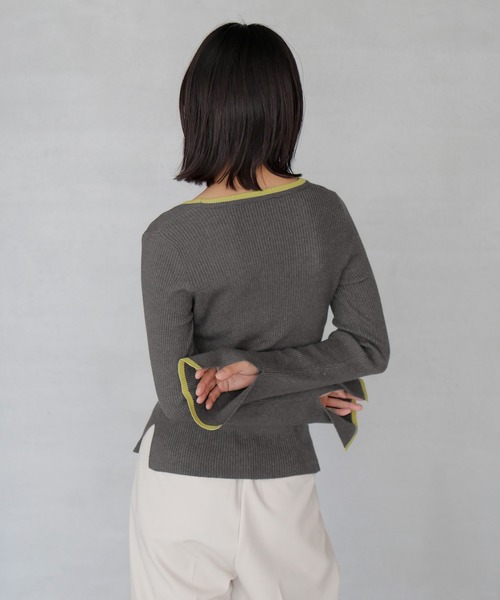 hellam(へラム)の「袖スリットバイカラークルーネックリブニット(ニット/セーター・レディース・アイボリー/グレー/ブラウン/チャコール/ネイビー・FREE)」の17枚目の写真