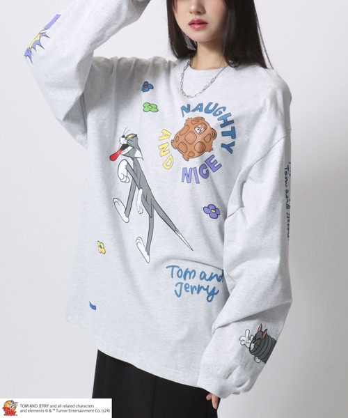 Tom&Jerry(トムアンドジェリー)の「Tom and Jerry ×SEQUENZ/トムとジェリー ×シークエンズ コラージュ プリント オーバーサイズロンT 長袖 レディース メンズ(Tシャツ/カットソー・レディース・ブラック/アッシュグレー・M/L/LL)」の21枚目の写真