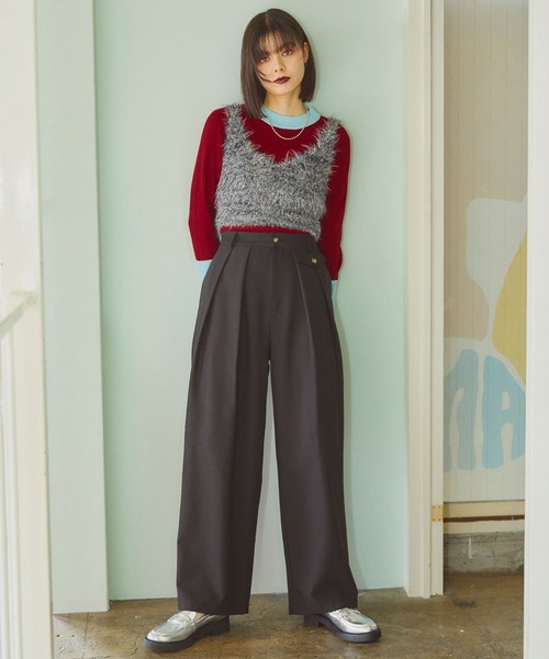 ELLEgirl（エルガール）の「ラメフェザーニットビスチェ【ELLEgirl/エル ガール】（ベスト・レディース・シルバー/ピンク/ネイビー・FREE）」の21枚目の写真