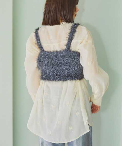 ELLEgirl（エルガール）の「ラメフェザーニットビスチェ【ELLEgirl/エル ガール】（ベスト・レディース・シルバー/ピンク/ネイビー・FREE）」の13枚目の写真