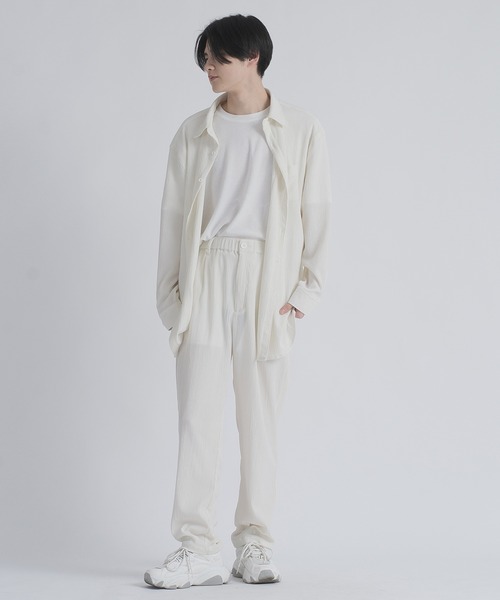EVOLUTION(エボリューション)の「ドレープ感がある涼しげなルーズシャツ セットアップ対応(シャツ/ブラウス・メンズ・オフホワイト/カーキ/ブラック・MEDIUM/LARGE)」の5枚目の写真