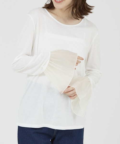 abahouse mavie(アバハウスマヴィ)の「袖切替えベルスリーブレイヤードインナー(Tシャツ/カットソー・レディース・ブラック系その他/ホワイト系その他2/グレー/ブラック系その他2/ホワイト系その他/ホワイト系その他3・フリー)」の2枚目の写真