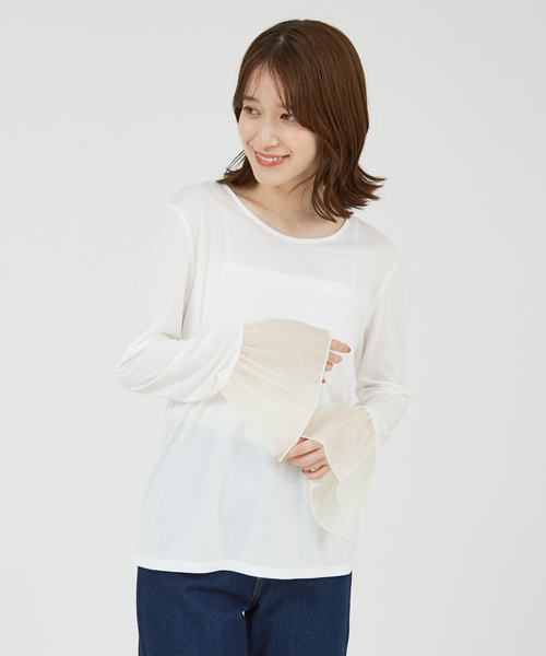 abahouse mavie(アバハウスマヴィ)の「袖切替えベルスリーブレイヤードインナー(Tシャツ/カットソー・レディース・ブラック系その他/ホワイト系その他2/グレー/ブラック系その他2/ホワイト系その他/ホワイト系その他3・フリー)」の9枚目の写真