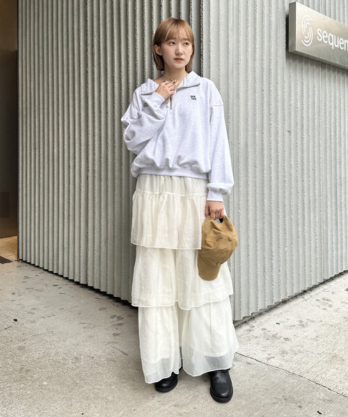 mline（エムライン）の「[mline]ティアードスカート（スカート・レディース・ブラック/アイボリー/チャコールグレー・1/2）」の5枚目の写真