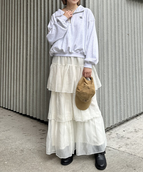 mline（エムライン）の「[mline]ティアードスカート（スカート・レディース・ブラック/アイボリー/チャコールグレー・1/2）」の7枚目の写真