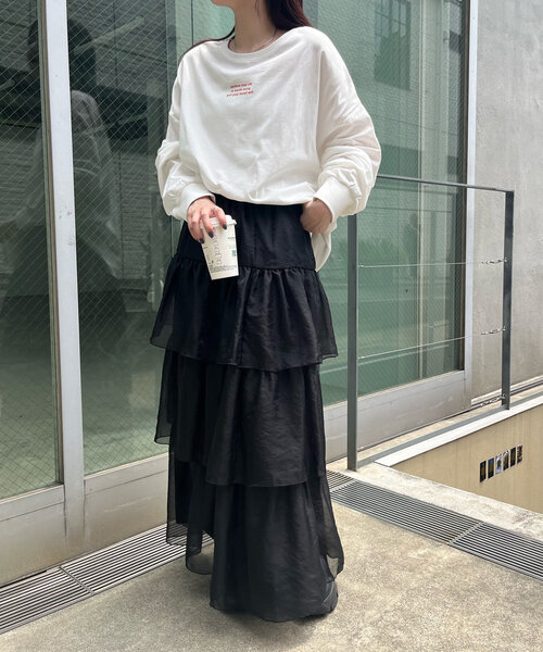 mline（エムライン）の「[mline]ティアードスカート（スカート・レディース・ブラック/アイボリー/チャコールグレー・1/2）」の10枚目の写真