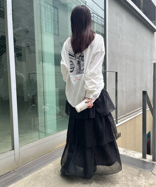 mline（エムライン）の「[mline]ティアードスカート（スカート・レディース・ブラック/アイボリー/チャコールグレー・1/2）」の12枚目の写真