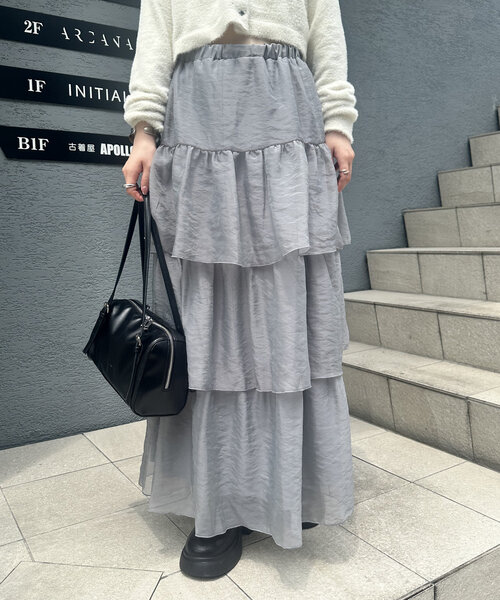 mline（エムライン）の「[mline]ティアードスカート（スカート・レディース・ブラック/アイボリー/チャコールグレー・1/2）」の13枚目の写真