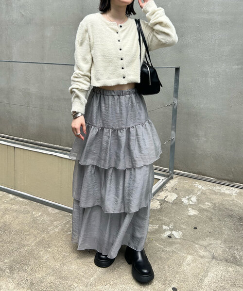 mline（エムライン）の「[mline]ティアードスカート（スカート・レディース・ブラック/アイボリー/チャコールグレー・1/2）」の14枚目の写真