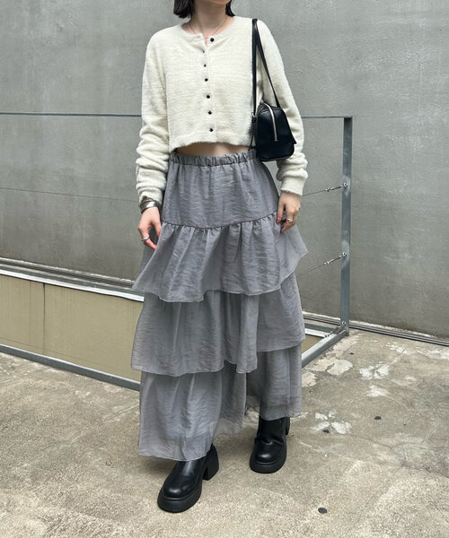mline（エムライン）の「[mline]ティアードスカート（スカート・レディース・ブラック/アイボリー/チャコールグレー・1/2）」の15枚目の写真