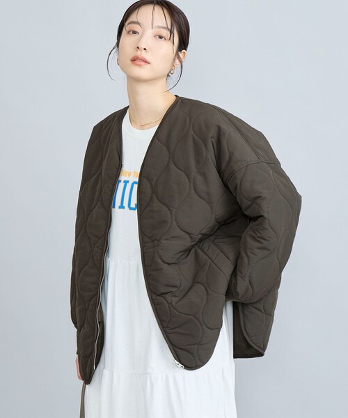 coen（コーエン）の「【そうコレ! 】6ヵ月”着ルト"アウター/撥水キルトブルゾン（ブルゾン・レディース・オフホワイト/ブラック/オリーブ/ダークグレー・M/L）」の9枚目の写真