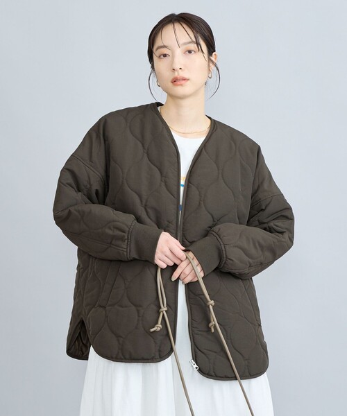 coen（コーエン）の「【そうコレ! 】6ヵ月”着ルト"アウター/撥水キルトブルゾン（ブルゾン・レディース・オフホワイト/ブラック/オリーブ/ダークグレー・M/L）」の13枚目の写真