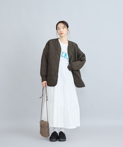 coen（コーエン）の「【そうコレ! 】6ヵ月”着ルト"アウター/撥水キルトブルゾン（ブルゾン・レディース・オフホワイト/ブラック/オリーブ/ダークグレー・M/L）」の14枚目の写真