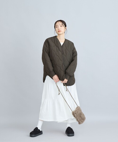 coen（コーエン）の「【そうコレ! 】6ヵ月”着ルト"アウター/撥水キルトブルゾン（ブルゾン・レディース・オフホワイト/ブラック/オリーブ/ダークグレー・M/L）」の15枚目の写真