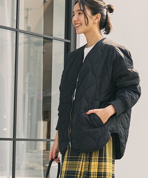 coen（コーエン）の「【そうコレ! 】6ヵ月”着ルト"アウター/撥水キルトブルゾン（ブルゾン・レディース・オフホワイト/ブラック/オリーブ/ダークグレー・M/L）」の18枚目の写真