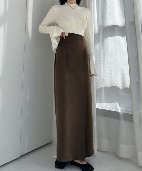 Louere（ルエレ）の「裏起毛ヘリンボーンタイトラップ風スカート