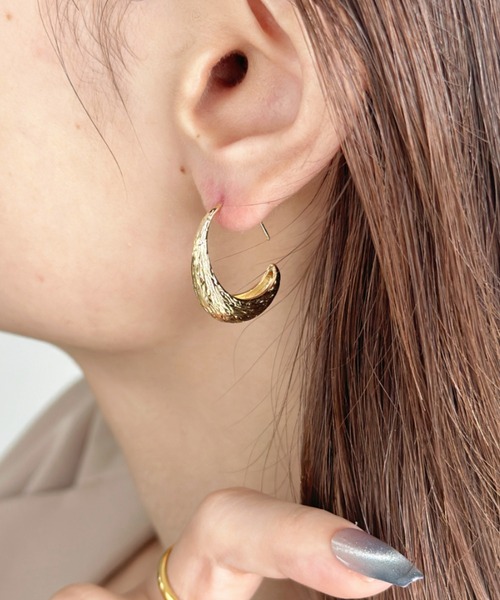 セール】メタルフック ドロップピアス-metal hook drop pierce