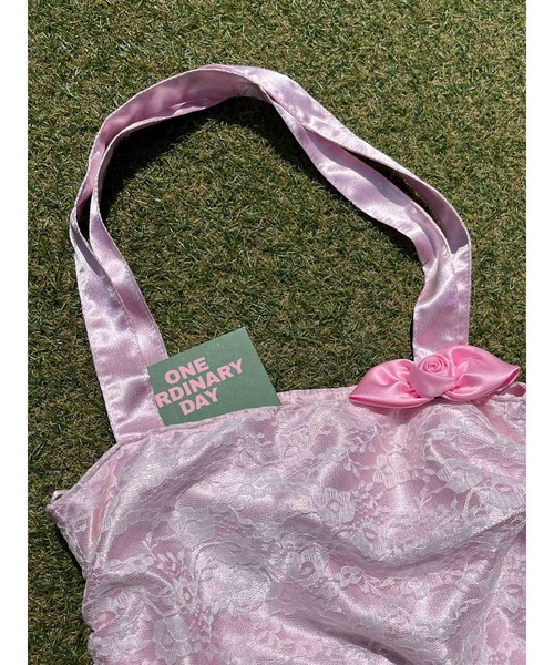 WC（ダブル シー）の「2WAYレースレイヤードトート（トートバッグ・レディース・ピンク/ブラック・FREE）」の4枚目の写真