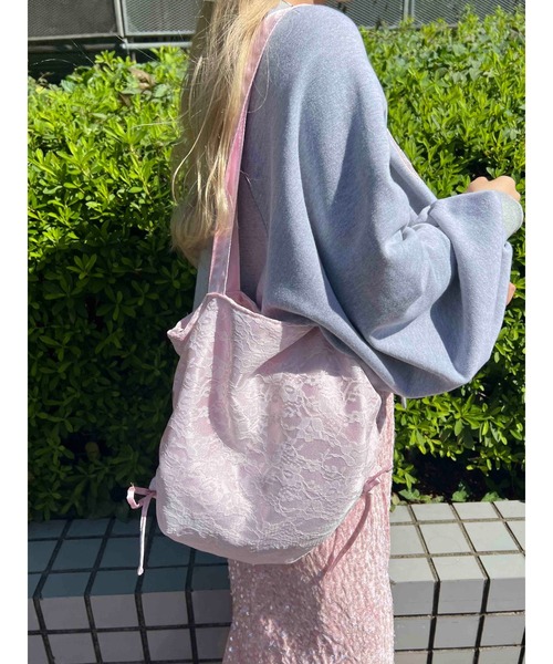 WC（ダブル シー）の「2WAYレースレイヤードトート（トートバッグ・レディース・ピンク/ブラック・FREE）」の13枚目の写真