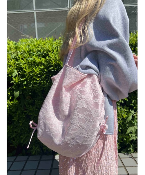 WC（ダブル シー）の「2WAYレースレイヤードトート（トートバッグ・レディース・ピンク/ブラック・FREE）」の15枚目の写真