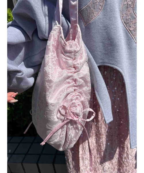 WC（ダブル シー）の「2WAYレースレイヤードトート（トートバッグ・レディース・ピンク/ブラック・FREE）」の16枚目の写真