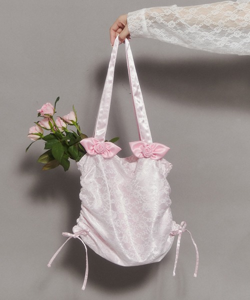 WC（ダブル シー）の「2WAYレースレイヤードトート（トートバッグ・レディース・ピンク/ブラック・FREE）」の18枚目の写真