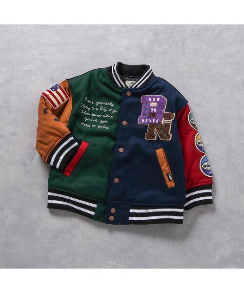F.O.KIDS(エフオーキッズ)の「カスタムバーシティジャケット(ダウンジャケット/コート・キッズ・ブラック/レインボー/インディゴブルー・80/90/100/110/120/130/140/150)」の7枚目の写真
